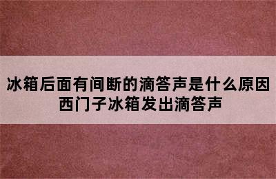 冰箱后面有间断的滴答声是什么原因 西门子冰箱发出滴答声